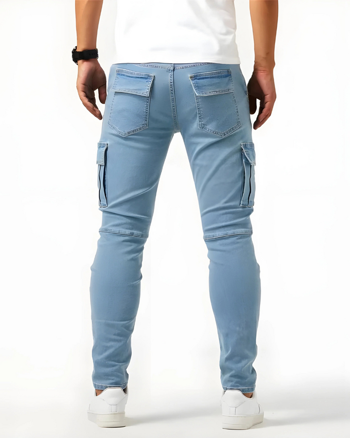 Pantaloni cargo blu navy elasticizzati