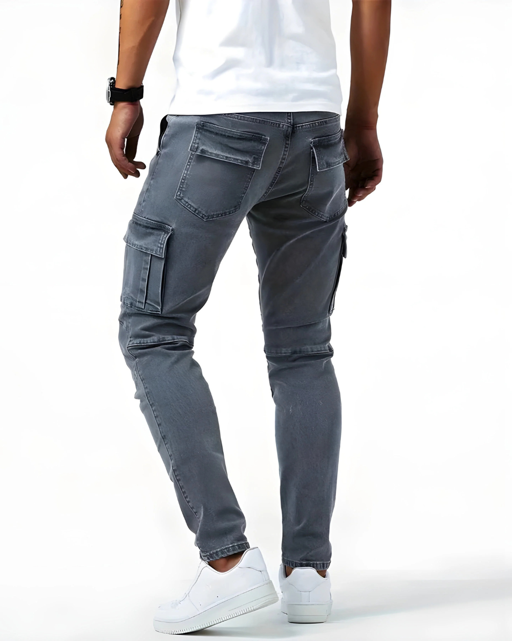 Pantaloni cargo blu navy elasticizzati