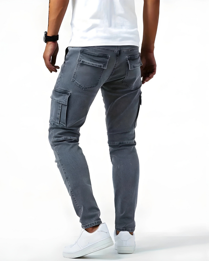 Pantaloni cargo blu navy elasticizzati