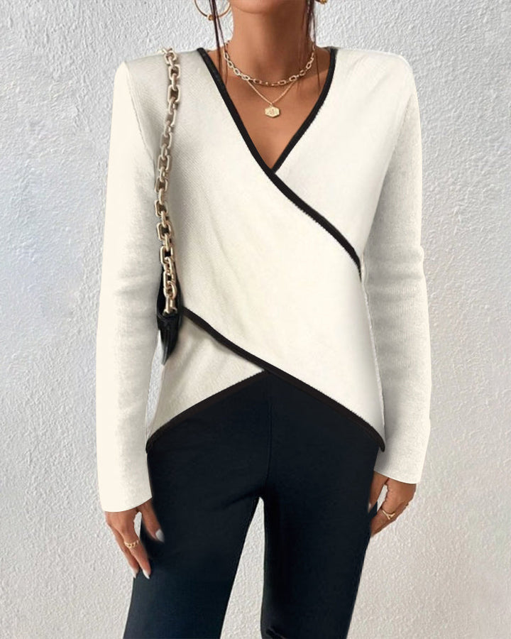 Irish - Elegante maglione con scollo a V