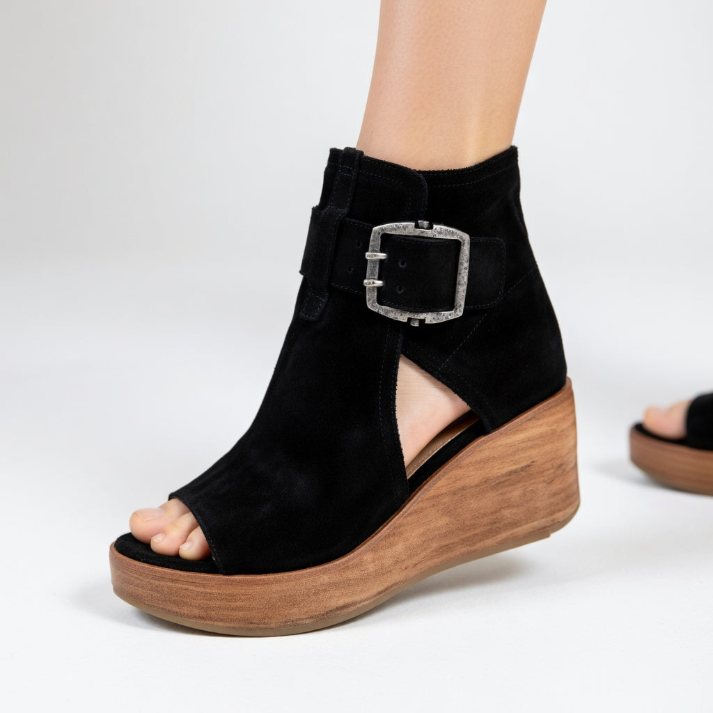 Orélisse™ — Stivaletti con zeppa e punta aperta in stile moderno