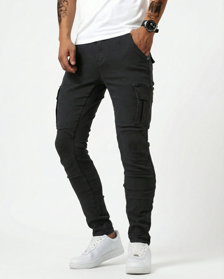 Pantaloni cargo blu navy elasticizzati