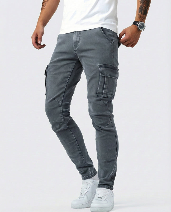 Pantaloni cargo blu navy elasticizzati