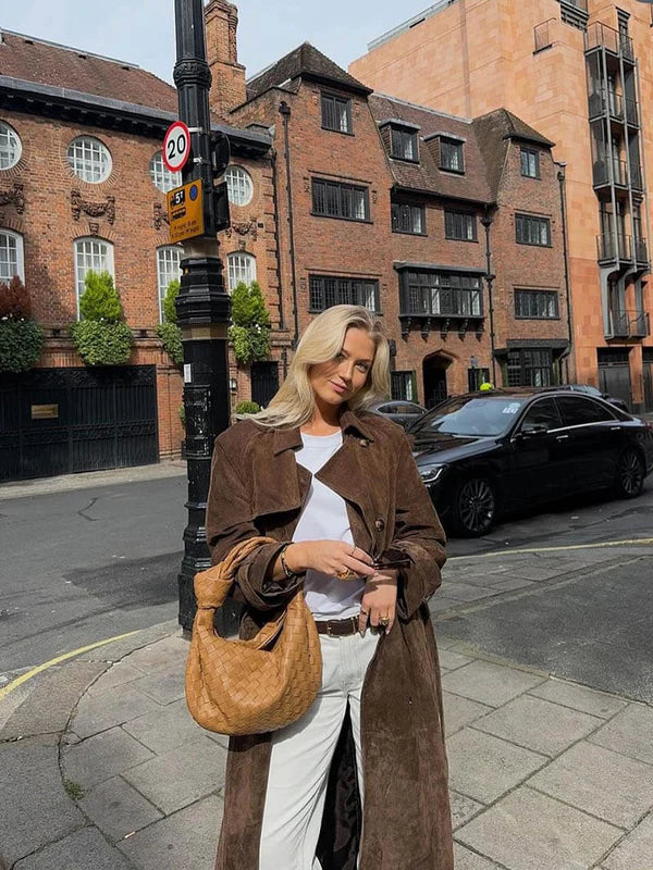Olivia - Cappotto Trench Classico in Camoscio