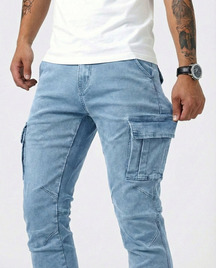 Pantaloni cargo blu navy elasticizzati