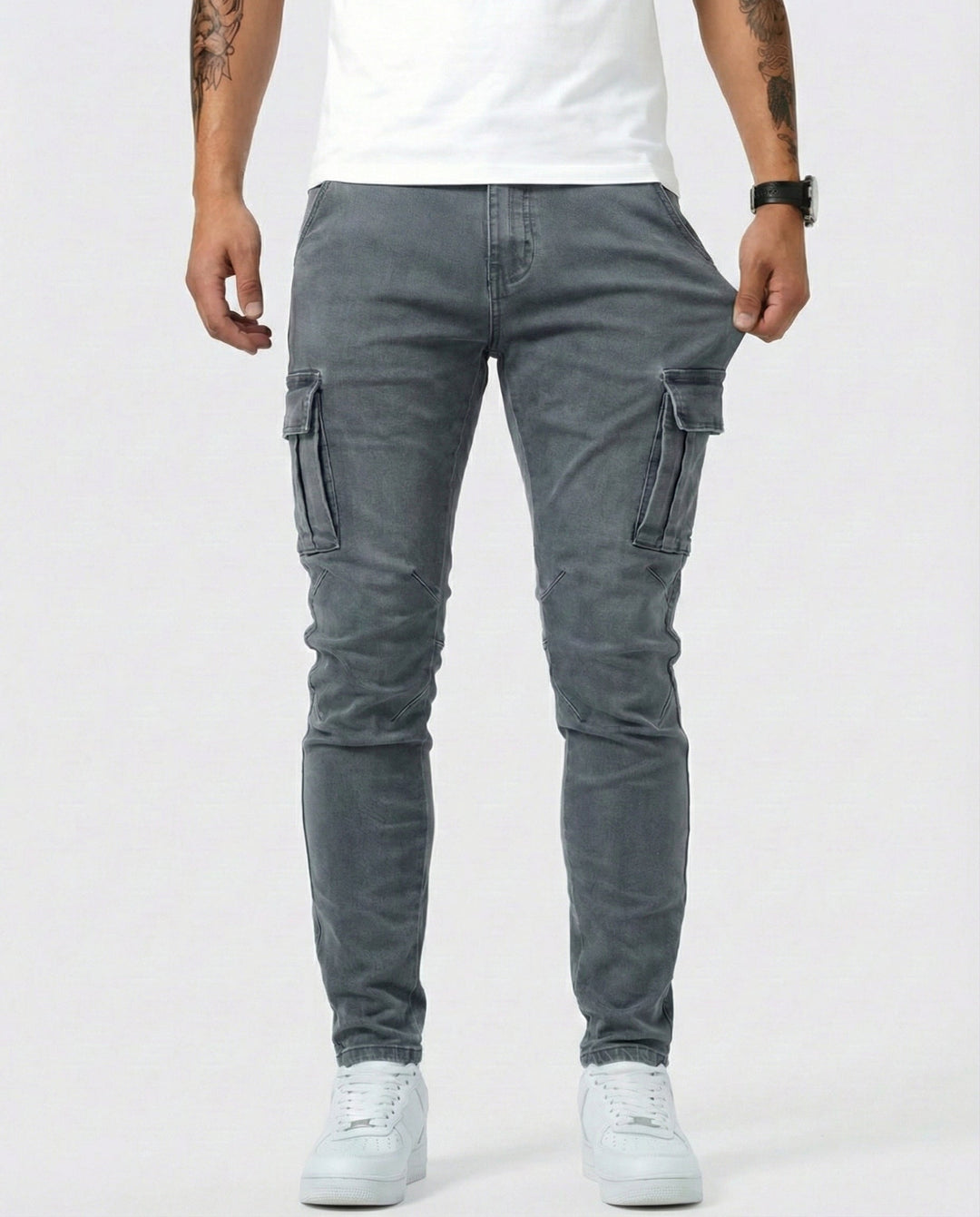 Pantaloni cargo blu navy elasticizzati