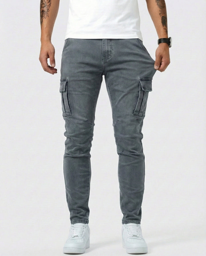 Pantaloni cargo blu navy elasticizzati