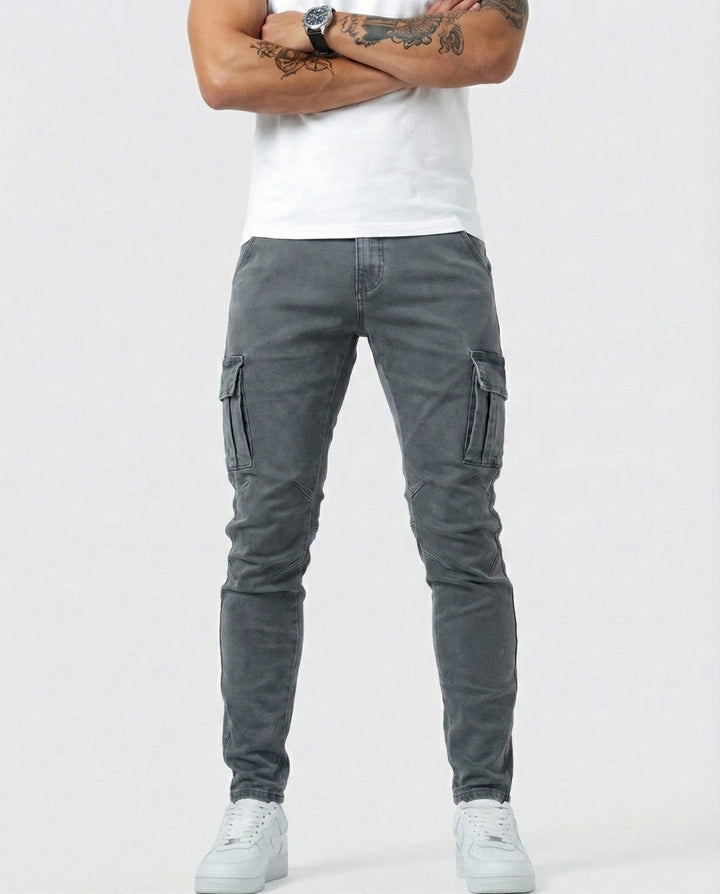 Pantaloni cargo blu navy elasticizzati