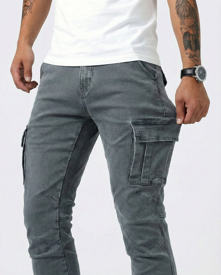Pantaloni cargo blu navy elasticizzati