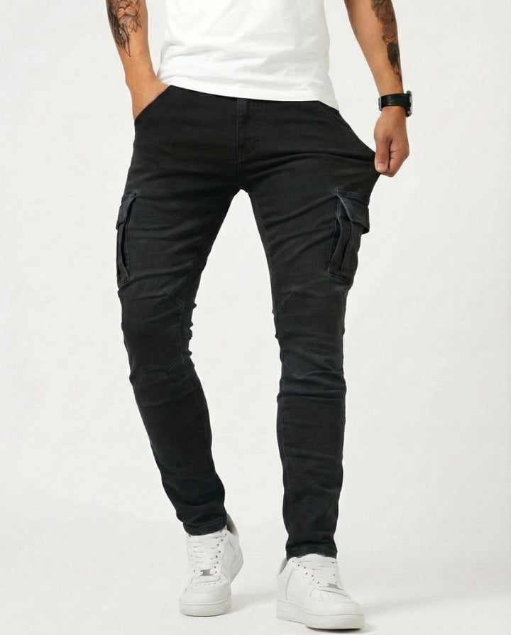 Pantaloni cargo blu navy elasticizzati