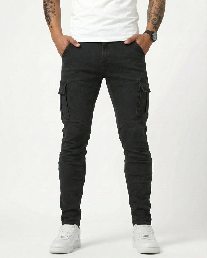 Pantaloni cargo blu navy elasticizzati