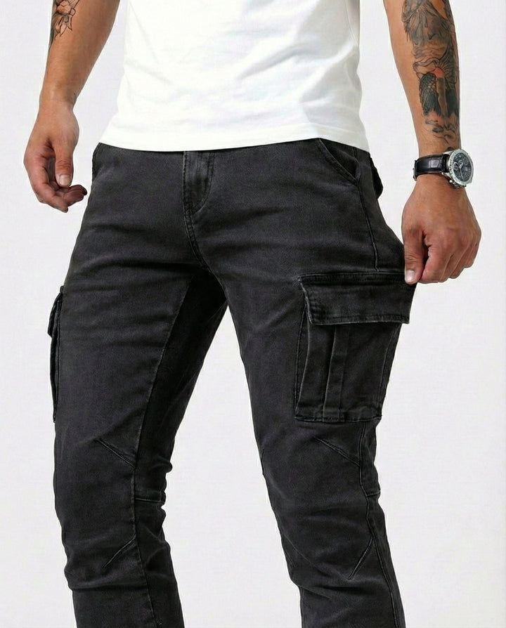 Pantaloni cargo blu navy elasticizzati