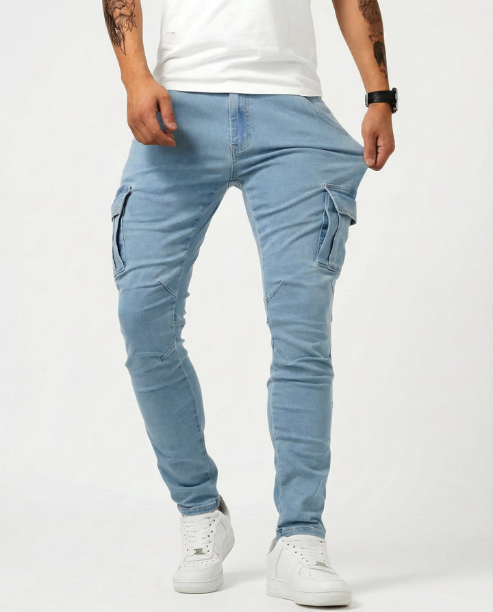 Pantaloni cargo blu navy elasticizzati