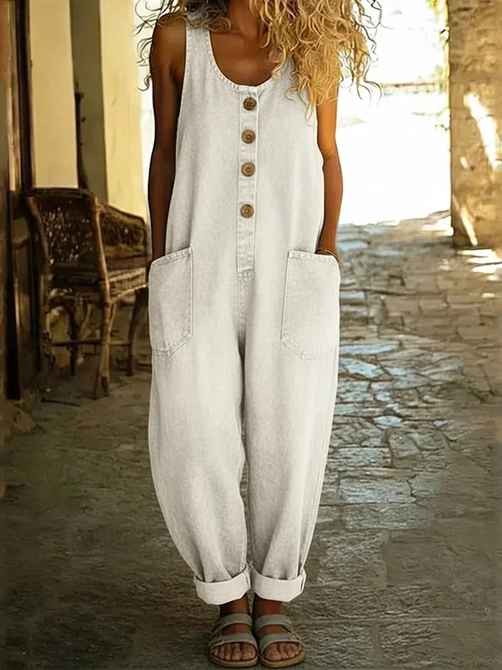 Saylor - Salopette in denim di cotone lavato vintage