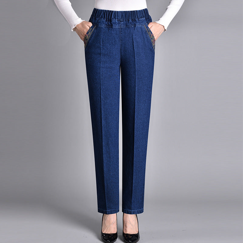 Laluna® | Jeans da donna con tasche laterali e vita elasticizzata