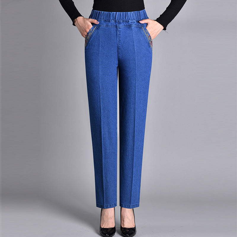 Laluna® | Jeans da donna con tasche laterali e vita elasticizzata